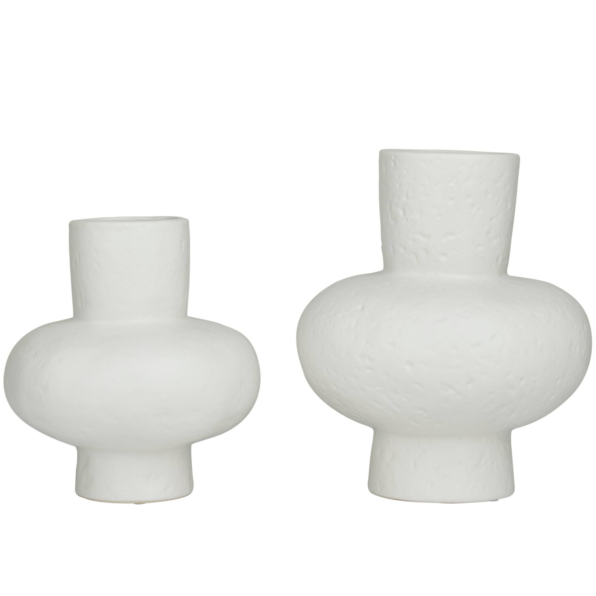 CosmoLiving by Cosmopolitan White Ceramic Gourd Style Vase Set of 2 9", 11"